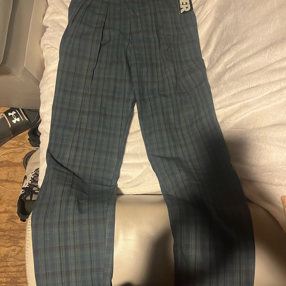 Men's Plaid Dress Pants - Blue and Black